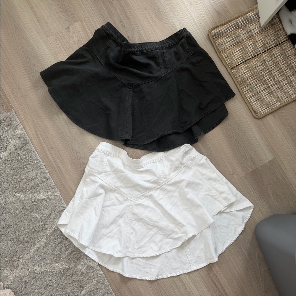 Aerie Black and White Tiered Mini Skirt Duo